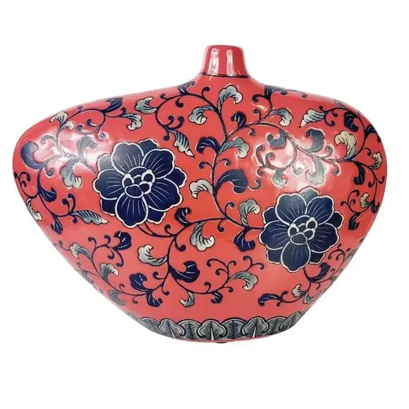 VTG Persian Style Asymmetrical Lotus Flower Porcelain Vase Floral Abstract #50 - Picture 2 of 7